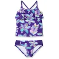 Kanu Surf Girls' Charlotte Flounce Tankini Beach Sport 2-Piece Swimsuit, Charlotte Purple Floral, 10