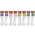 Jefferies Socks Boys' Girls Unisex Stripe Assorted Knee High Tube Socks 4 Pack, Rainbow Assorted, Medium