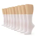 No Nonsense womens Flat Knit Crew Sock, White - 9 Pair Pack, 4-10
