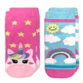 Jefferies Socks Girl's Unicorn and Colorful Rainbow Fuzzy Slipper Socks 2 Pack, Multi, X-Small