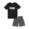 PUMA Boys Performance Logo T-Shirt & Athletic Short Set, Black, 3 Years