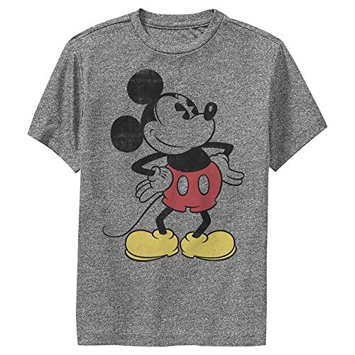 Disney Kids' Mickey Classic Vintage T-Shirt, Charcoal Heather, Small