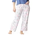HUE Women's Printed Knit Long Pajama Sleep Pant, Gardenia - Friends Forever, Small