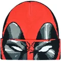 Concept One Marvel Deadpool Roll Down Cuff Beanie Hat, Red/Black, One Size, Red/Black, One Size