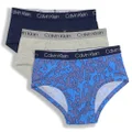 Calvin Klein Boys' Modern Cotton Assorted Briefs Underwear, Blue Outline Camo/Heather Grey/Black Iris, Large