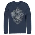 Harry Potter Big & Tall Sorcerer's Stone Ravenclaw Crest Men's Tops Long Sleeve Tee Shirt, Navy Blue, X-Large Big Tall