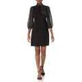 Calvin Klein Women's Sleeveless Colorblock Sheath Dress, Black/Black.Cream, 10