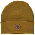 Timberland Men's Cuffed Beanie with Leather Logo Patch, Wheat, One Size