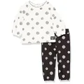 Calvin Klein Baby Girls 2 Pieces Pant Set, Black and White Dot, 12 Months