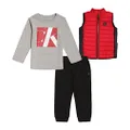 Calvin Klein Baby Boys 3 Pieces Vest Set, Chili Pepper/Black, 4T