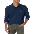 Nautica Men's Classic Fit Long-Sleeve Deck Polo, Navy, Small
