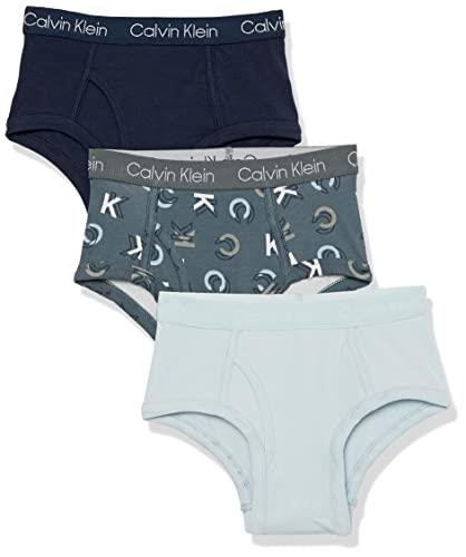Calvin Klein Boys' Little Modern Cotton Assorted Briefs Underwear, 3 Pack, Blue/Orange Pack, Small, Blue/Orange Pack, Medium