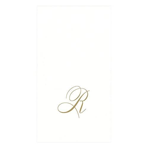 Caspari White Pearl Paper Linen Guest Towels, Monogram Initial Abstract, Pack of 24