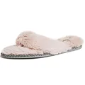 Dearfoams Women's Marie Furry Thong Slipper, Dusty Pink, Medium