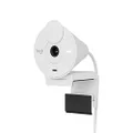 Logitech Brio 300 Webcam Streaming Full HD with Privacy, Noise Cancelling Microphone, USB-C, Certified for Zoom, Microsoft Teams, Google Meet, Auto Light Correction - White