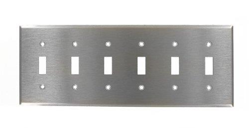 Leviton 84036-40 6-Gang Toggle Device Switch Wallplate, Device Mount, Stainless Steel