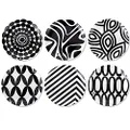 French Bull Assorted Plates-6 Piece Set-Melamine Dinnerware, Serving, Party, Platter, Dish, 6" - Black and White Assorted