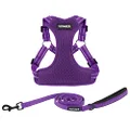 Best Pet Supplies Voyager Adjustable Dog Harness Leash Set with Reflective Stripes for Walking Heavy-Duty Full Body No Pull Vest with Leash D-Ring, Breathable All-Weather - Harness (Purple), XS