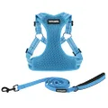 Best Pet Supplies Voyager Adjustable Dog Harness Leash Set with Reflective Stripes for Walking Heavy-Duty Full Body No Pull Vest with Leash D-Ring, Breathable All-Weather - Harness (Baby Blue), S