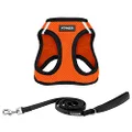 Voyager Step-in Air All Weather Mesh Harness & Reflective Dog 5 ft Leash Combo, Neoprene Handle, for Small, Medium, Large Breed Puppies by Best Pet Supplies - Leash Harness (Orange/Black Trim), XS