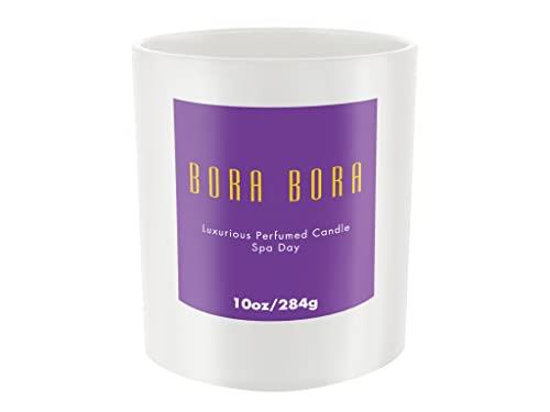 Enesco Entertainment by Izzy and Oliver Bora Bora Candle, 4.45 Inch, White and Purple, Glass, Wax