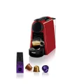 Nespresso De'Longhi Essenza Mini EN 85.R Coffee Capsule Machine, Welcome Set with 7 Capsules in Different Flavours, 19 Bar Pump Pressure, Space-Saving, 0.6 L, Red