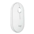 Logitech Pebble Mouse 2 M350s Slim Bluetooth Wireless Mouse, Portable, Lightweight, Customisable Button, Quiet Clicks, Easy-Switch for Windows, MacOS, iPadOS, Android, Chrome OS - Tonal White