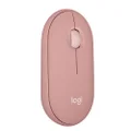 Logitech Pebble Mouse 2 M350s Slim Bluetooth Wireless Mouse, Portable, Lightweight, Customisable Button, Quiet Clicks, Easy-Switch for Windows, MacOS, iPadOS, Android, Chrome OS - Tonal Rose