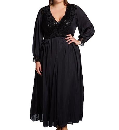 Shadowline Women's Plus-Size Silhouette 54 Inch Long Sleeve Coat, Black, 3X
