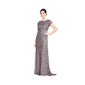 Adrianna Papell Women's Short-Sleeve All Over Sequin Gown, Lead, 6