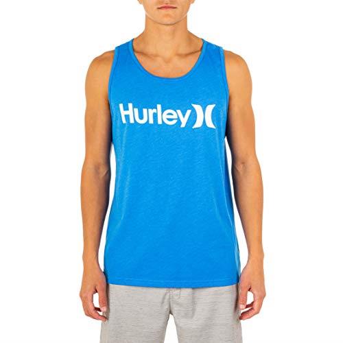 Hurley Men's One and Only Graphic Tank Top, Lt Photoblu HTR/(White), Large