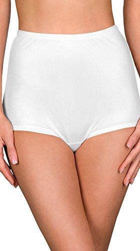 Shadowline Women's Hidden Elastic Nylon Full Brief Panty 3-Pack, White, 7