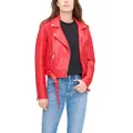 Levi's Women's Faux Leather Belted Motorcycle Jacket (Standard & Plus Sizes), Red, Large
