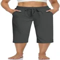 UEU Women's Comfy Drawstring Yoga Capri Pants Loose Workout Sweatpants Wide Leg Lounge Pants with Pockets, Darkgray, Medium