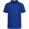 Nautica Boys' Big School Uniform Short Sleeve Polo Shirt, Button Closure, Comfortable & Soft Pique Fabric, Royal Blue, 8