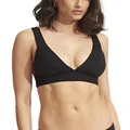 Seafolly Women's Banded Longline Triangle Bikini Top Swimsuit, Eco Collective Black, 10