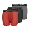 Puma 3 Pack Boys' Performance Boxer Brief, Red/Castlerock, Large