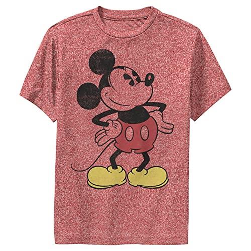 Disney Kids' Classic Vintage Mickey T-Shirt, Red Heather, Small