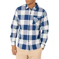 NEFF Men's Flannel Button Up Long Sleeve Shirt, Pink/Navy Blue, Large