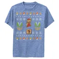 Nintendo Mario Christmas Boys Short Sleeve Tee Shirt, Royal Blue Heather, Small