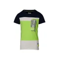 Quapi Boy's Ferco T-Shirt, Dark Blue/Neon Green, Size 11-12 Years