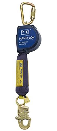 3M DBI-SALA Nano-Lok Extended 3101582 Fall Arrest Safety Clip, 11' Extended Length, Single Leg, Swiveling Steel Carabiner and Steel Snap Hook End