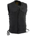 Milwaukee Men's Denim Club Vest with Lace, Hidden Snap and Zip (Black, Medium)