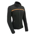 Milwaukee Leather MPL2783 Women's Black Micro Fleece Zipper Front Jacket with Orange Stripe - X-Small