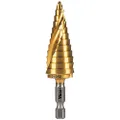 Klein Tools 25962 Step Drill Bit, 3/16 to 7/8-Inch, Spiral Double-Fluted, Cuts Thin Metal, Plastic, Aluminum, Wood, 1/4-Inch Hex Shank, VACO