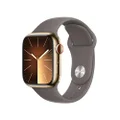 Apple Watch Series 9 [GPS + Cellular 41-mm] Smartwatch with Stainless Steel Case with Gold Sport Band M/L
