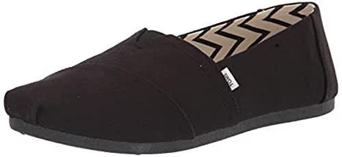 TOMS Women's Recycled Cotton Alpargata Loafer Flat, Black, 12 US
