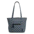 Vera Bradley Women's Cotton Small Vera Tote Bag, Bees Navy - Recycled Cotton, One Size