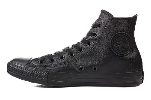 Converse, Chuck Taylor All Star High Top, Leather Sneakers, Black Mono, 6 US Women / 4 US Men