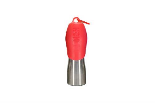 KONG H2O Stainless Steel Dog Water Bottle & Pet Travel Bowl, 25 oz - Red